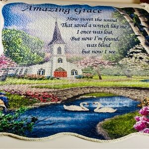 Scenic Church Tapestry with Swans